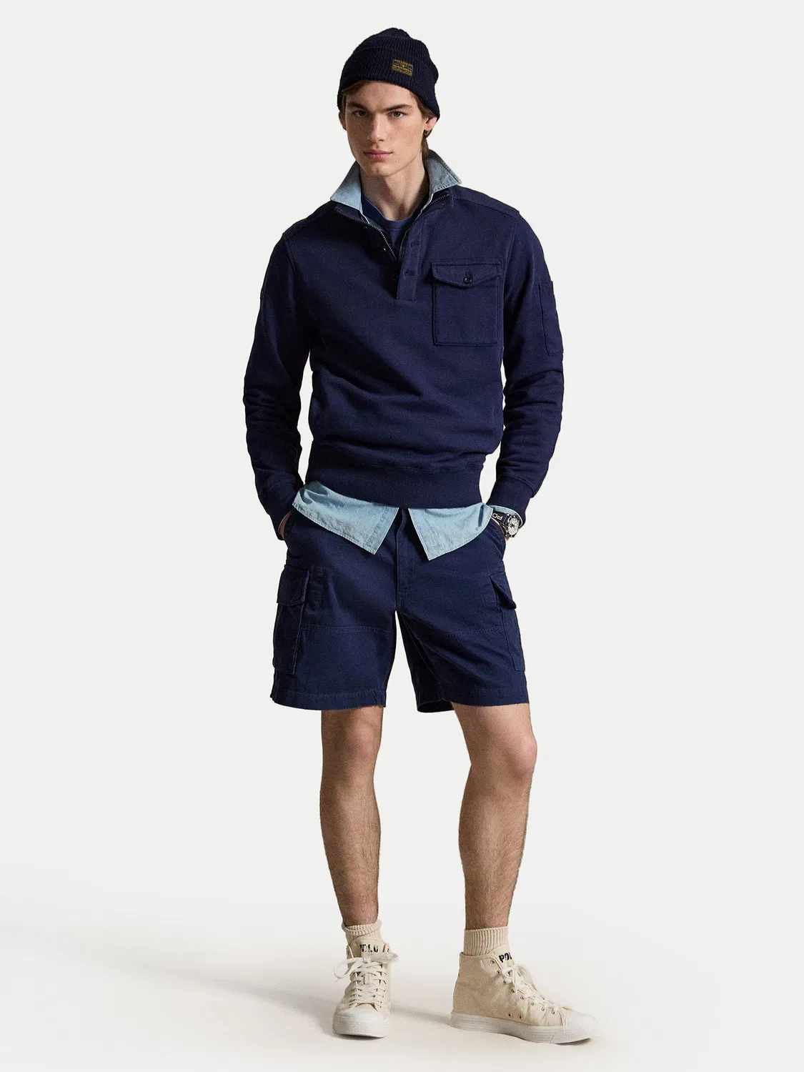 Мужские шорты из ткани свободного кроя Polo Ralph Lauren, темно-синий — фото 2