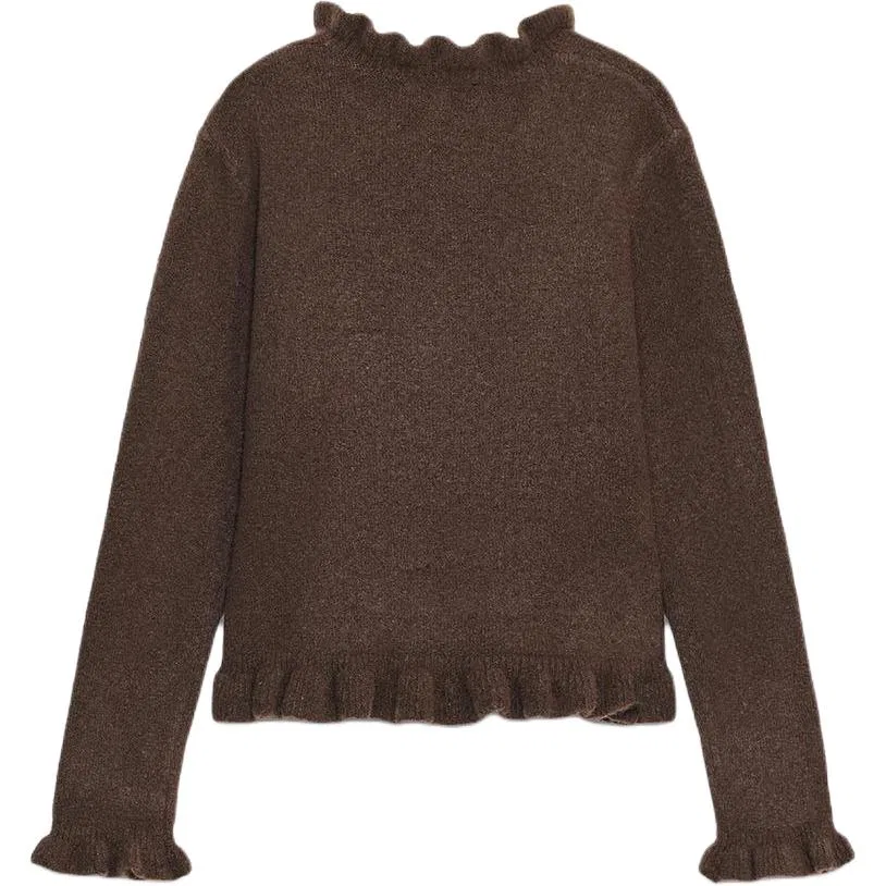 Женский свитер с круглым вырезом и длинным рукавом Other, ZARA, Brown — фото 3