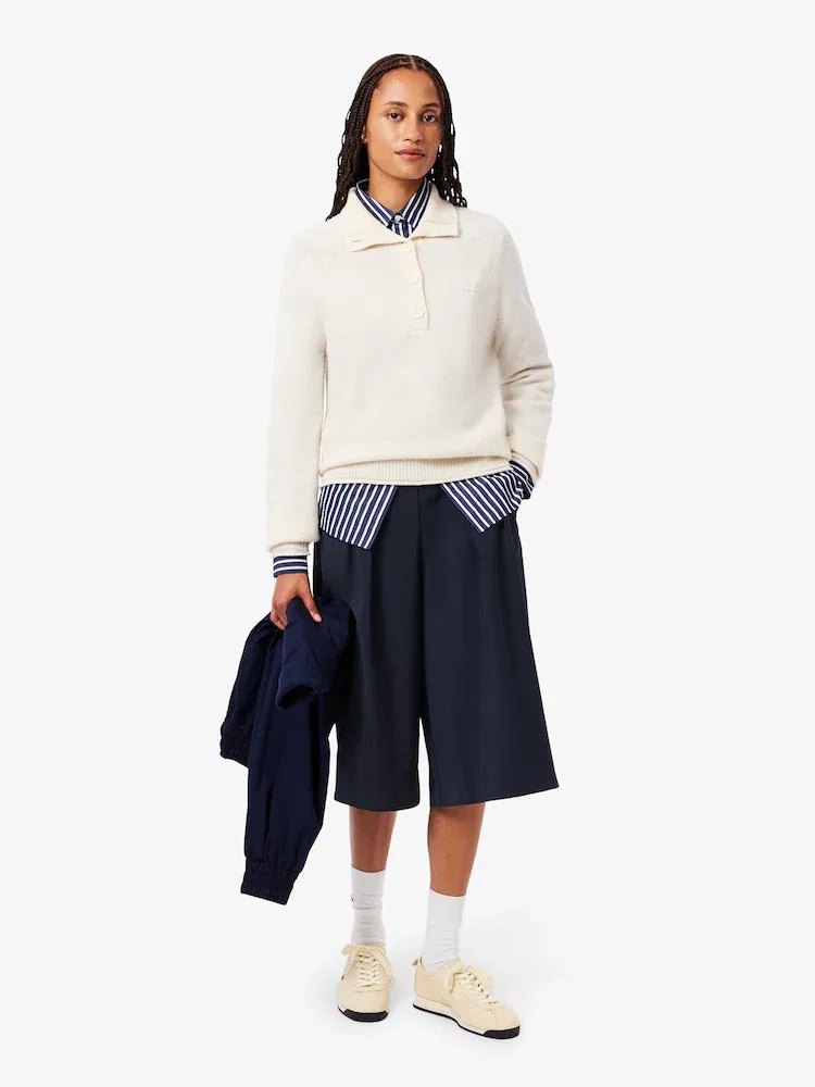Шорты бермуды женские LACOSTE FF9807-55N HDE, шерстяная смесь, бежевые — фото 2