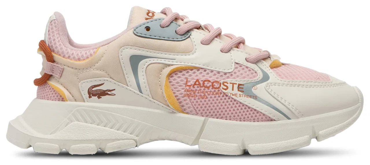Детские кроссовки для девочек с металлическим блеском Lacoste Neo, Tan/Light Pink