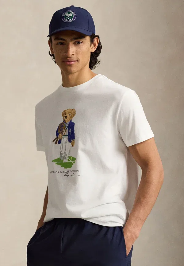 Футболка хлопковая Wimbledon classic fit polo bear t-shirt Polo Ralph Lauren, белый