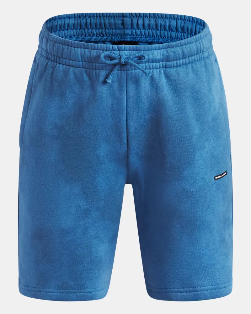 Шорты детские из хлопкового флиса с кулиской UA Icon Fleece Vintage UnderArmour, Aegean Blue/Black — фото 4