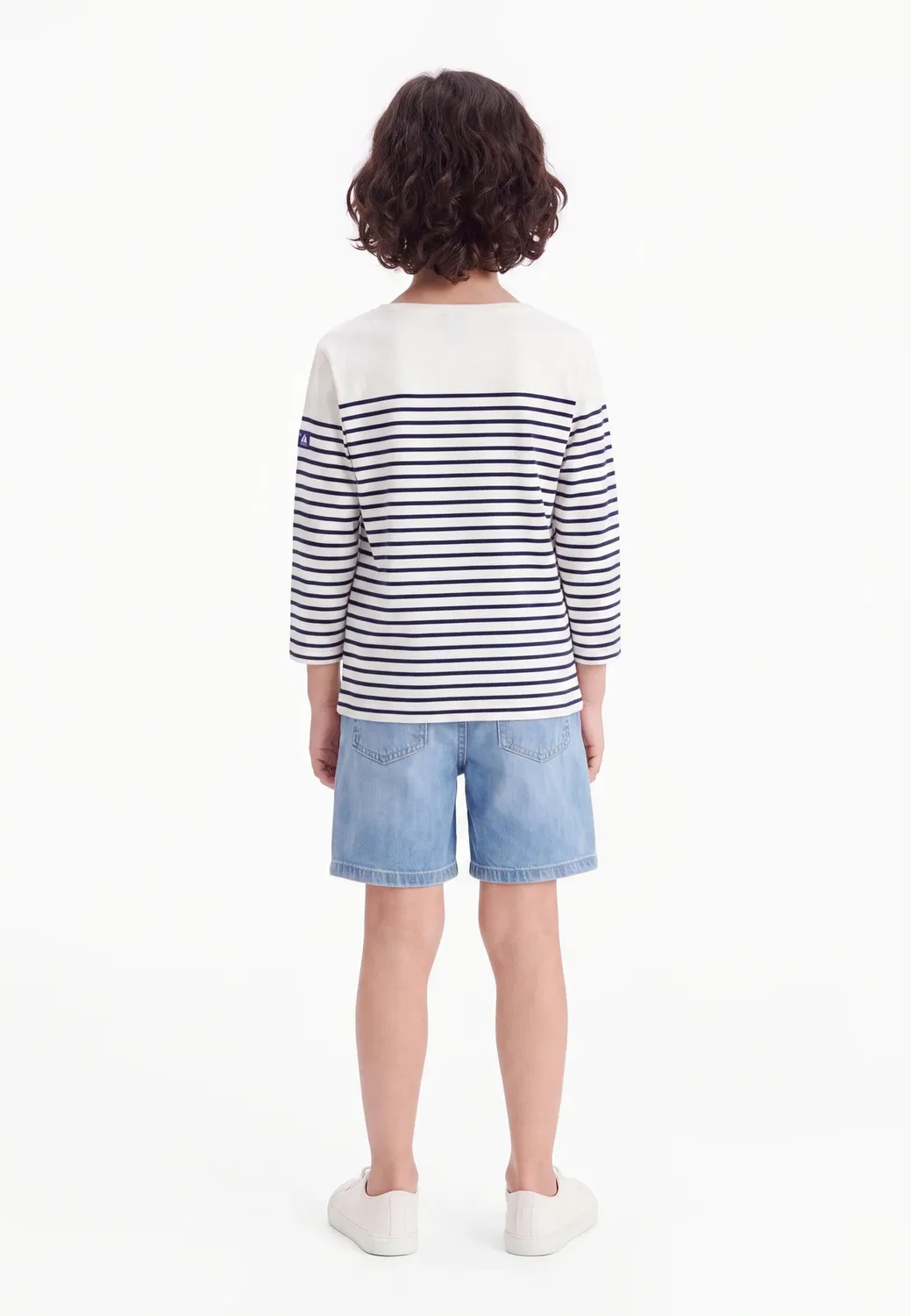 Мариньер - топ с длинными рукавами Petit Bateau, Marshmallow/Smoking — фото 2