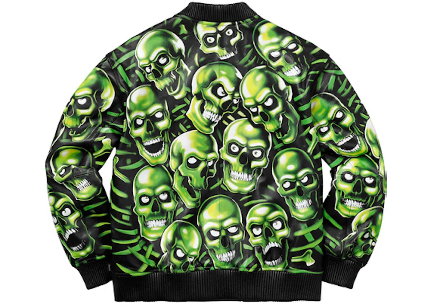 Мужская кожаная куртка-бомбер Skull Pile Supreme, Green — фото 3