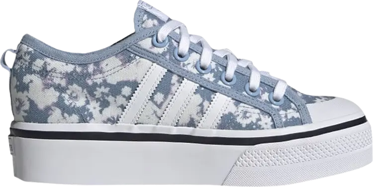 Кроссовки Adidas Wmns Nizza Platform Low 'Bleached-Out Floral', синий