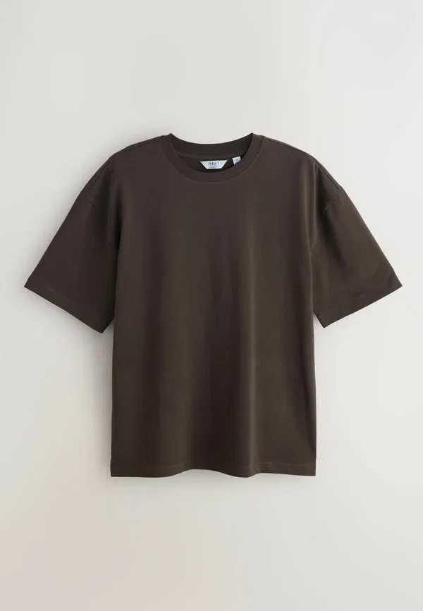 Футболки 3 шт, Oversize, Heavyweight t-shirts 3 pack, Next, Brown Ecru White Stone, белый/коричневый/кремовый — фото 2