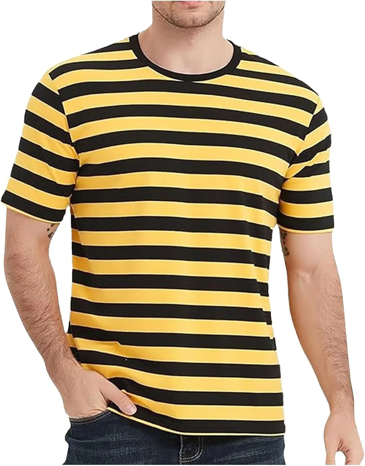 Мужская футболка с длинным рукавом и полосками для гольфа, Yellow