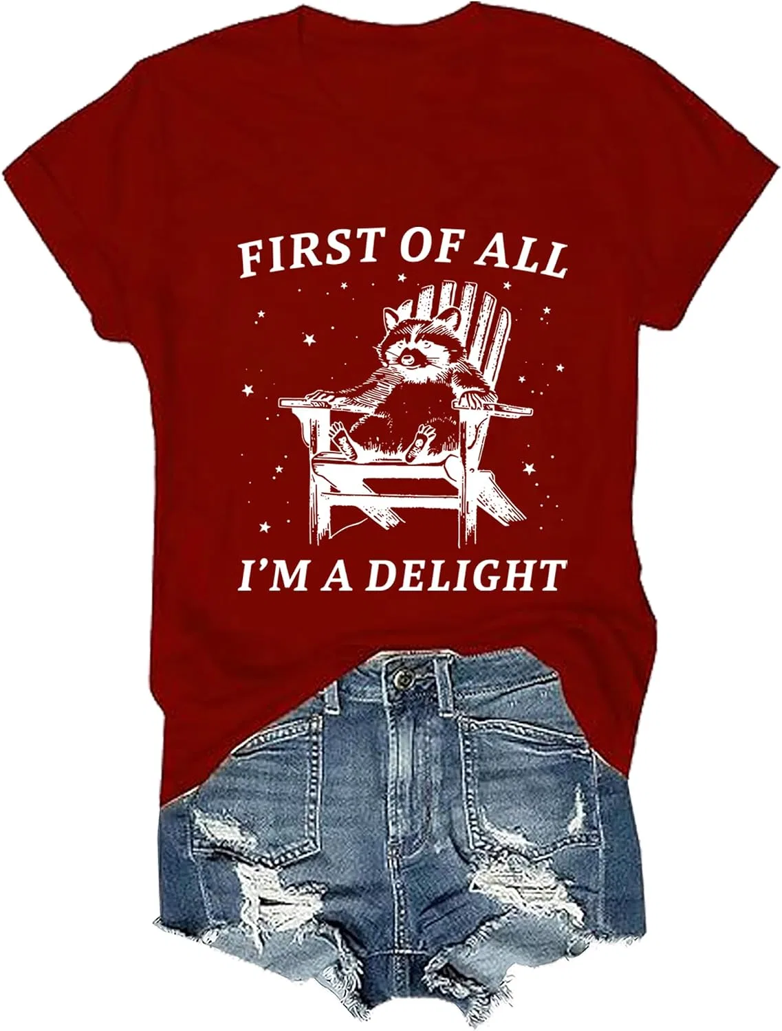 Футболка с принтом енота First of All I'm A Delight, Claret