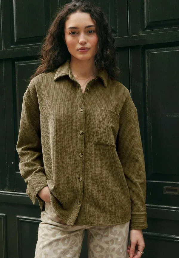 Блузка длинным рукавом, однотонная Long sleeve Next, Khaki Green, зеленый/хаки