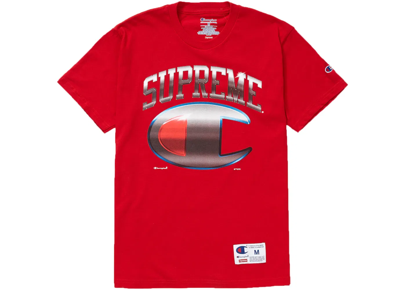 Мужская футболка с принтом Supreme Champion Chrome S/S Top Supreme, Red