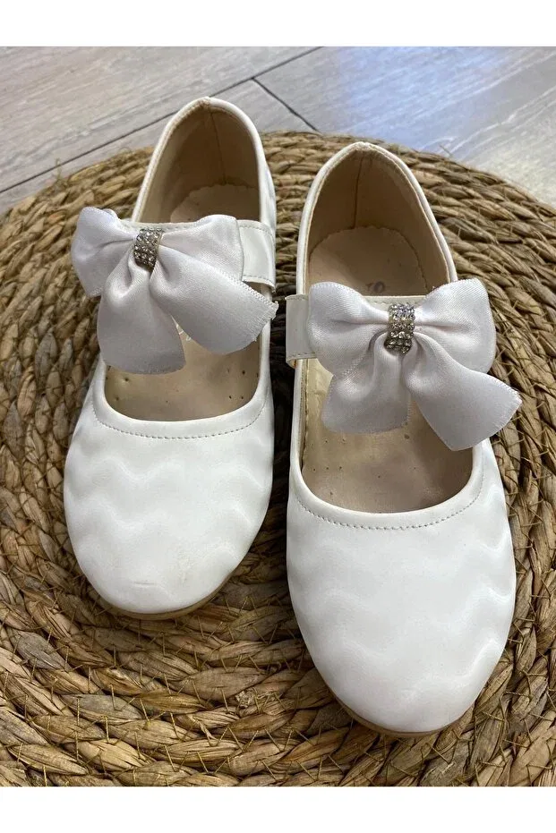 Детские балетки для девочек с принтом Ribbon white ballet Maxxi, White