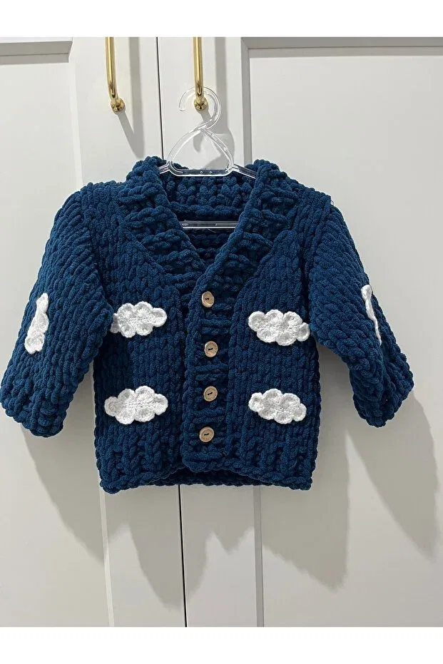 Детский кардиган с принтом Cloud Pattern Cardigan Puffybaby Store, Navy Blue