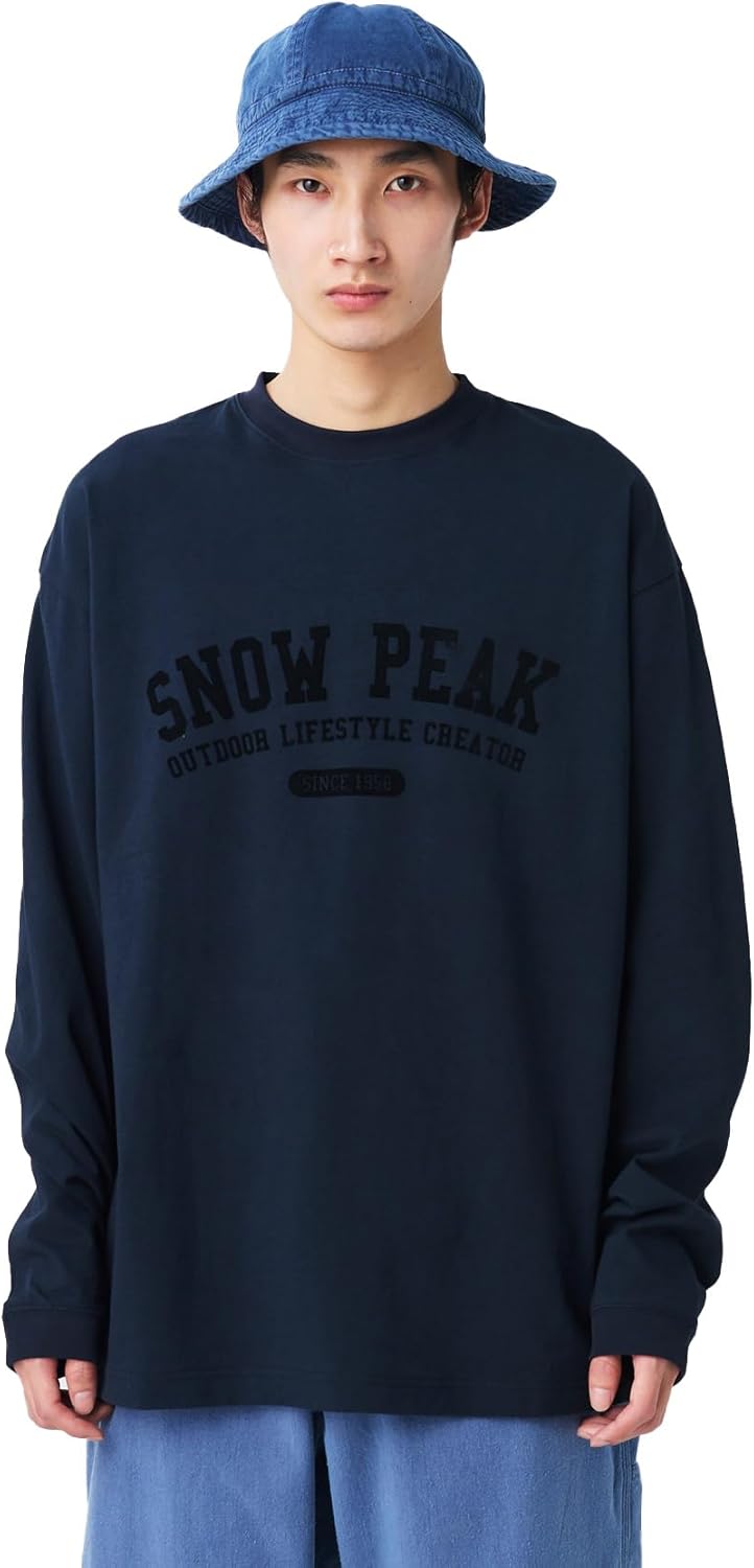 

Футболка с длинным рукавом Snow Peak TS-26SU002 с университетским логотипом, сшитая по индивидуальному заказу, с длинным рукавом, мужская, женская, темно-синий