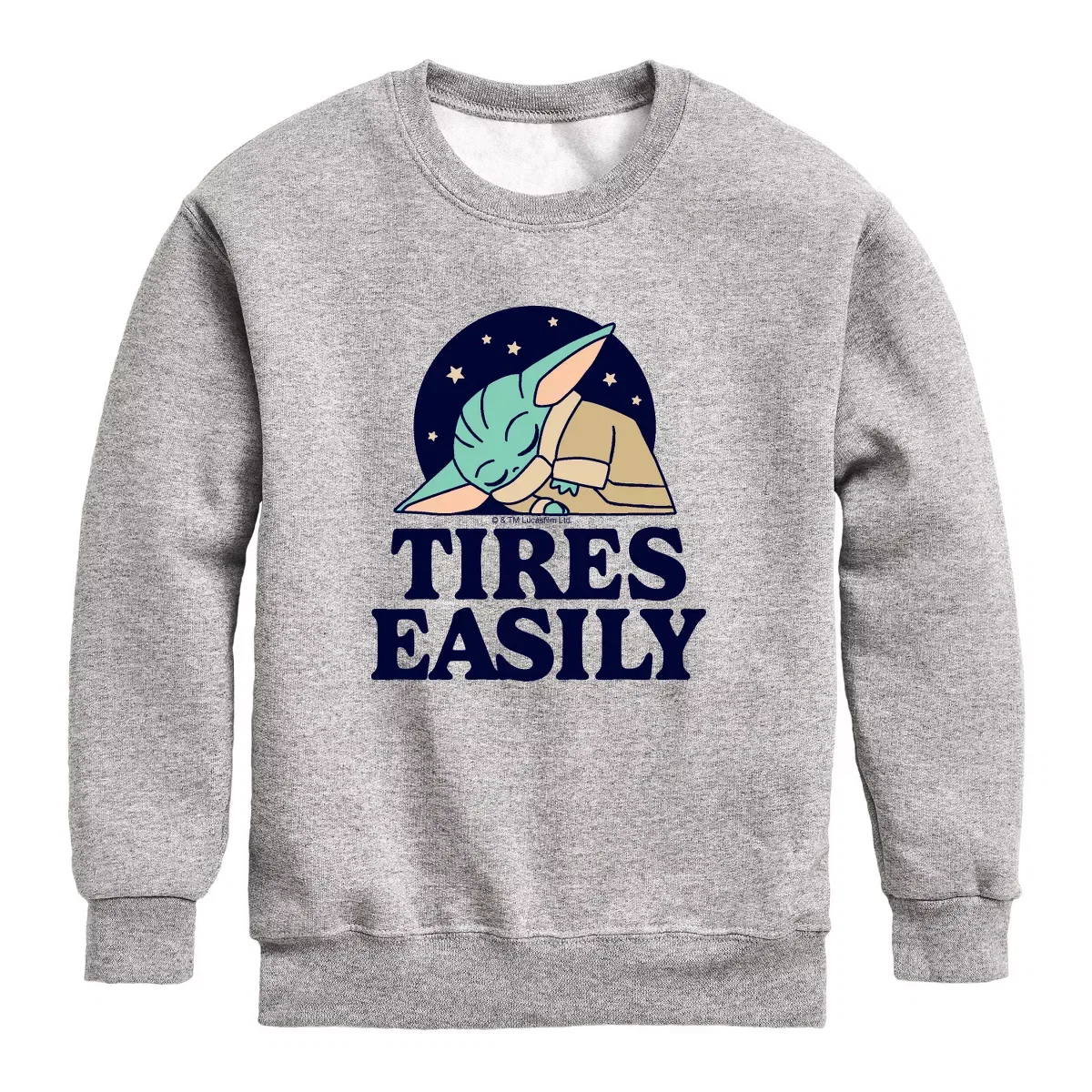 Детский свитшот для мальчиков с принтом Tires Easily Grogu Star Wars, Athletic Heather