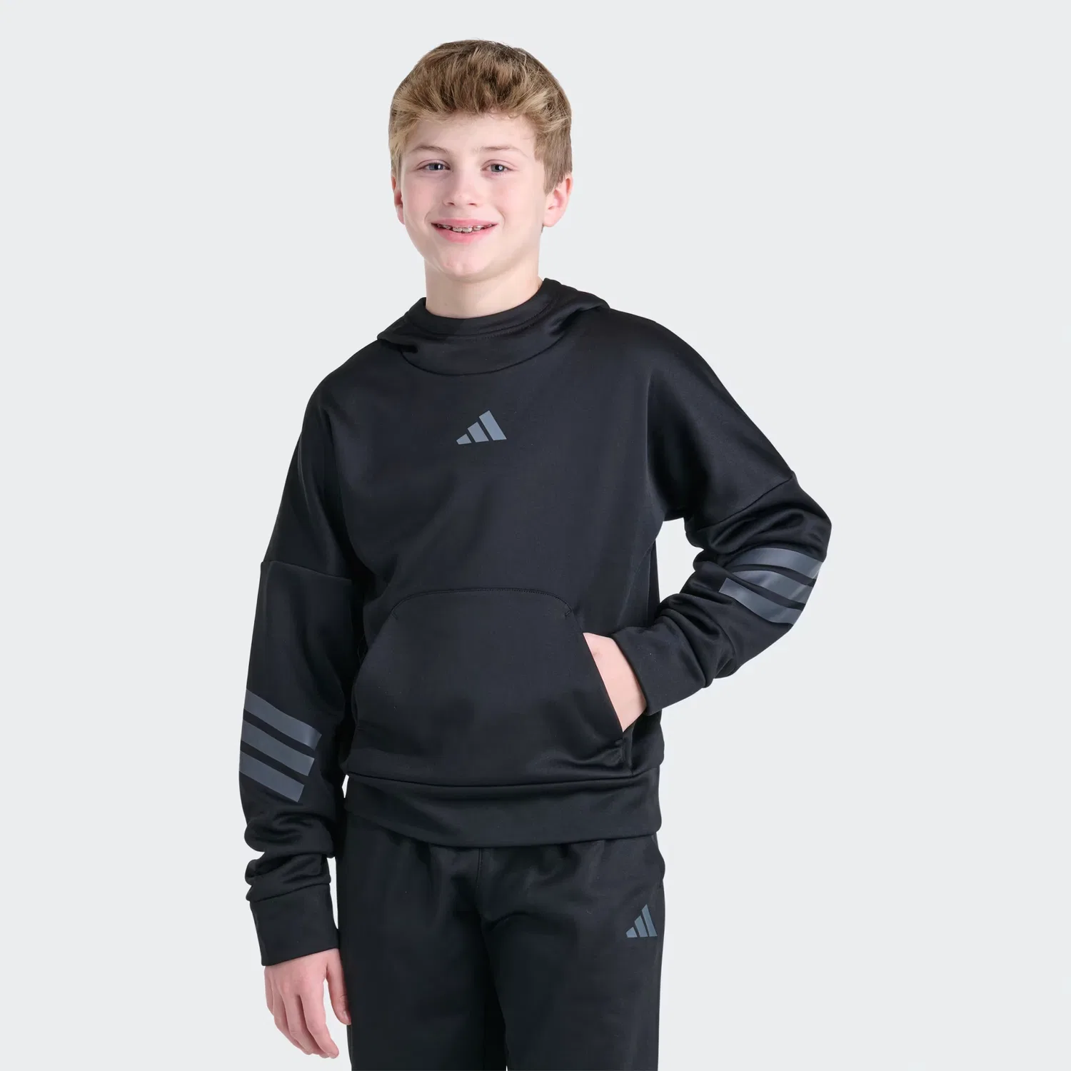 Детская толстовка с капюшоном из флиса Future Icons Adidas Sportswear, черный