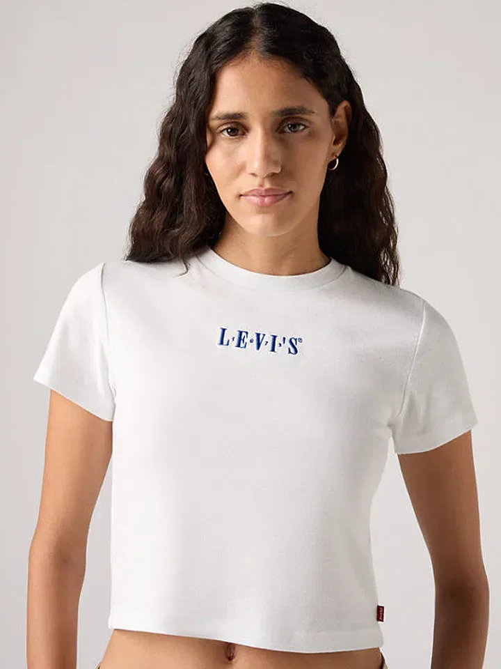 Женская укороченная футболка Levi's, White — фото 4