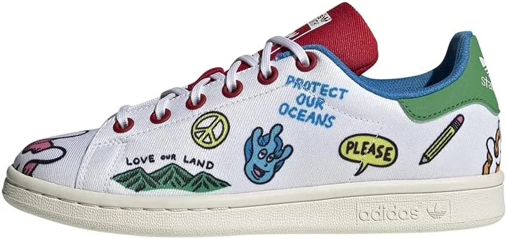 Детские кроссовки Stan Smith adidas, White/Green/Scarlet