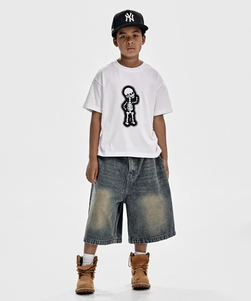 Детская футболка с принтом, укороченная, Hello Bon TAKEASY KIDS, White — фото 4