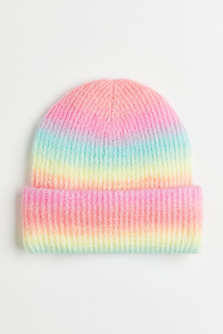 

Вязаная шапка с узором в рубчик H&M Swirls, розовый