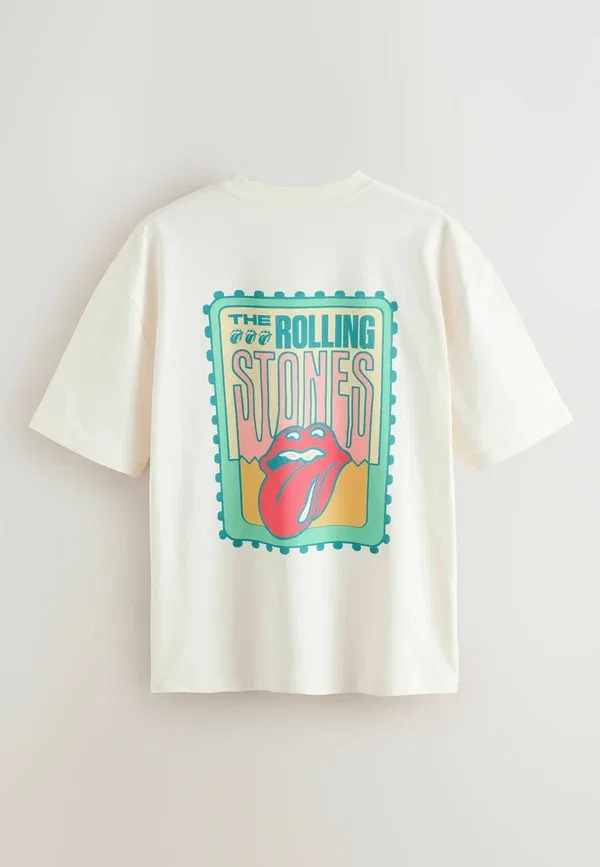 Пижамный набор из футболки и шорт с принтом The Rolling Stones, Regular fit, Next, White, белый — фото 3