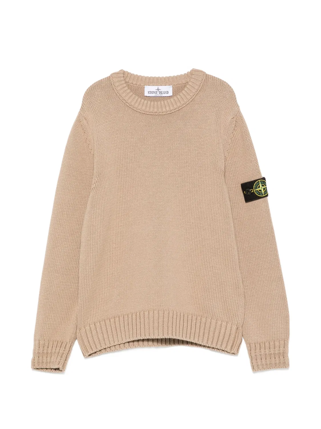 Свитер с отделкой в рубчик и нашивкой-логотипом Stone Island Junior, нейтральные цвета