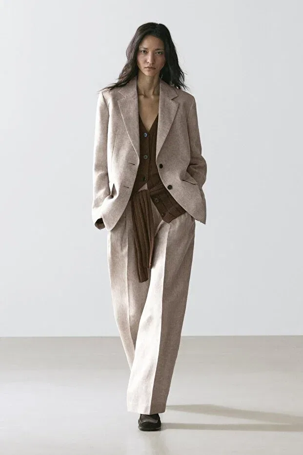 Женский пиджак льняной Massimo Dutti, Beige