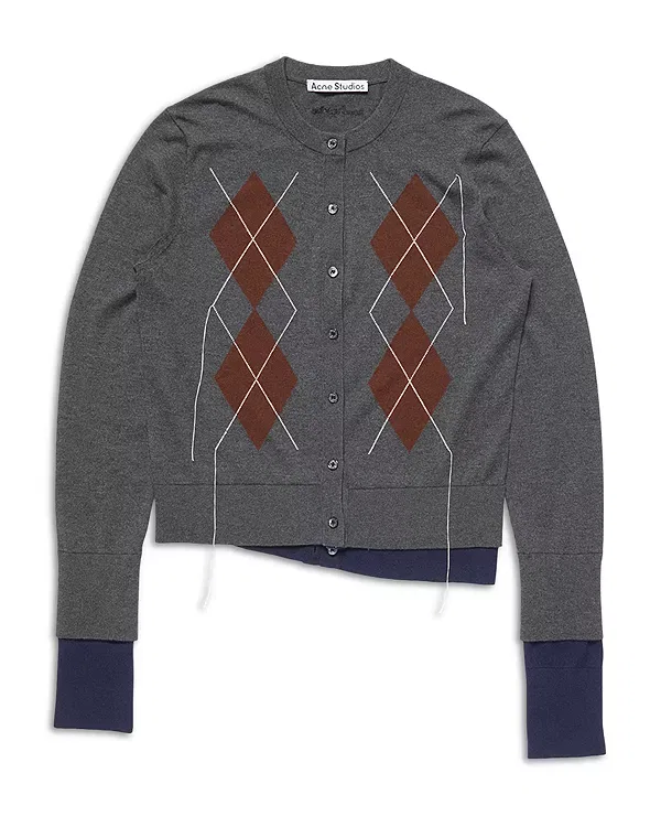 Женский свитер-кардиган с многослойным эффектом Acne Studios, Dark Grey/Multi