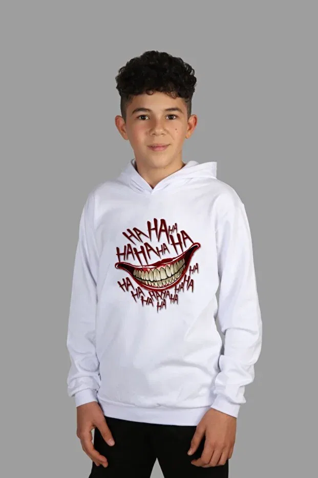 Детское худи для девочек с принтом Joker printed Raf Coll, White
