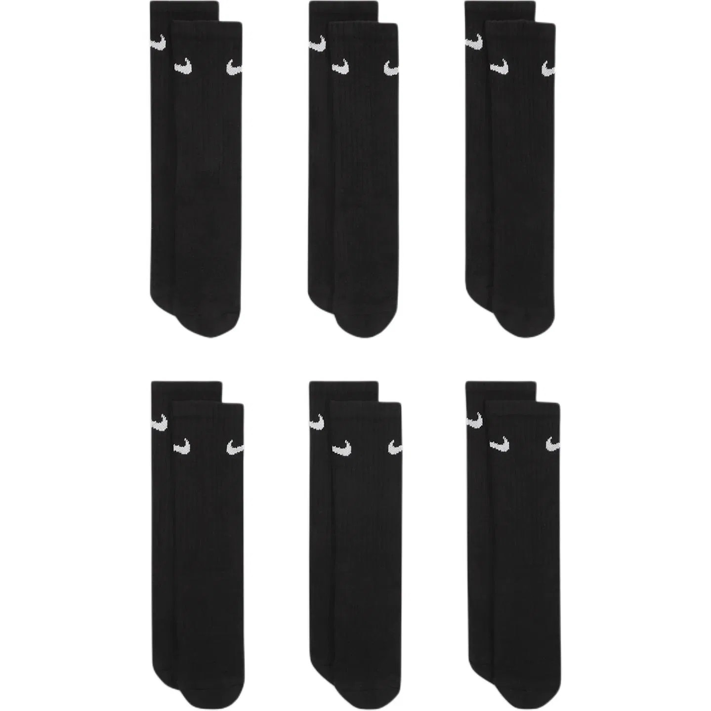 Детские носки, набор из 6 пар, Nike, Black White