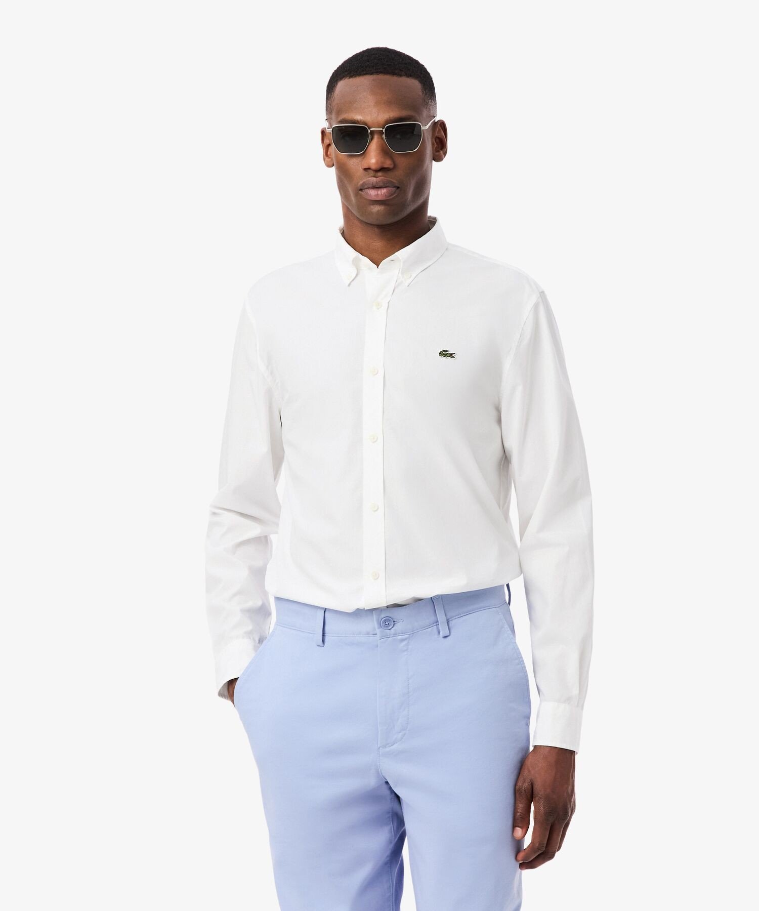 Базовая однотонная рубашка на пуговицах LACOSTE, White