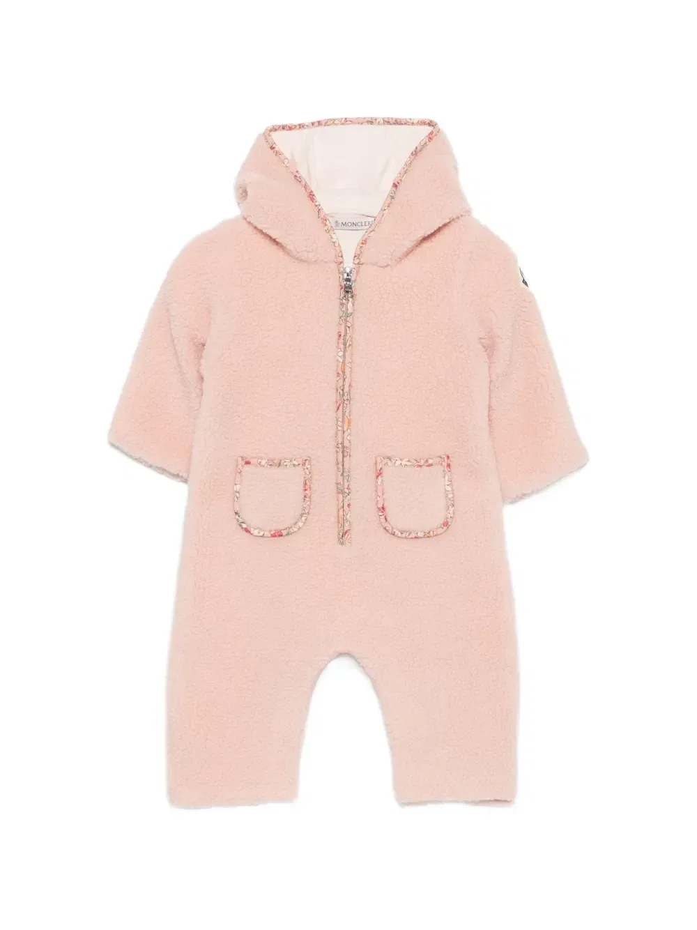 Комбинезон с цветочной отделкой Moncler Enfant, розовый