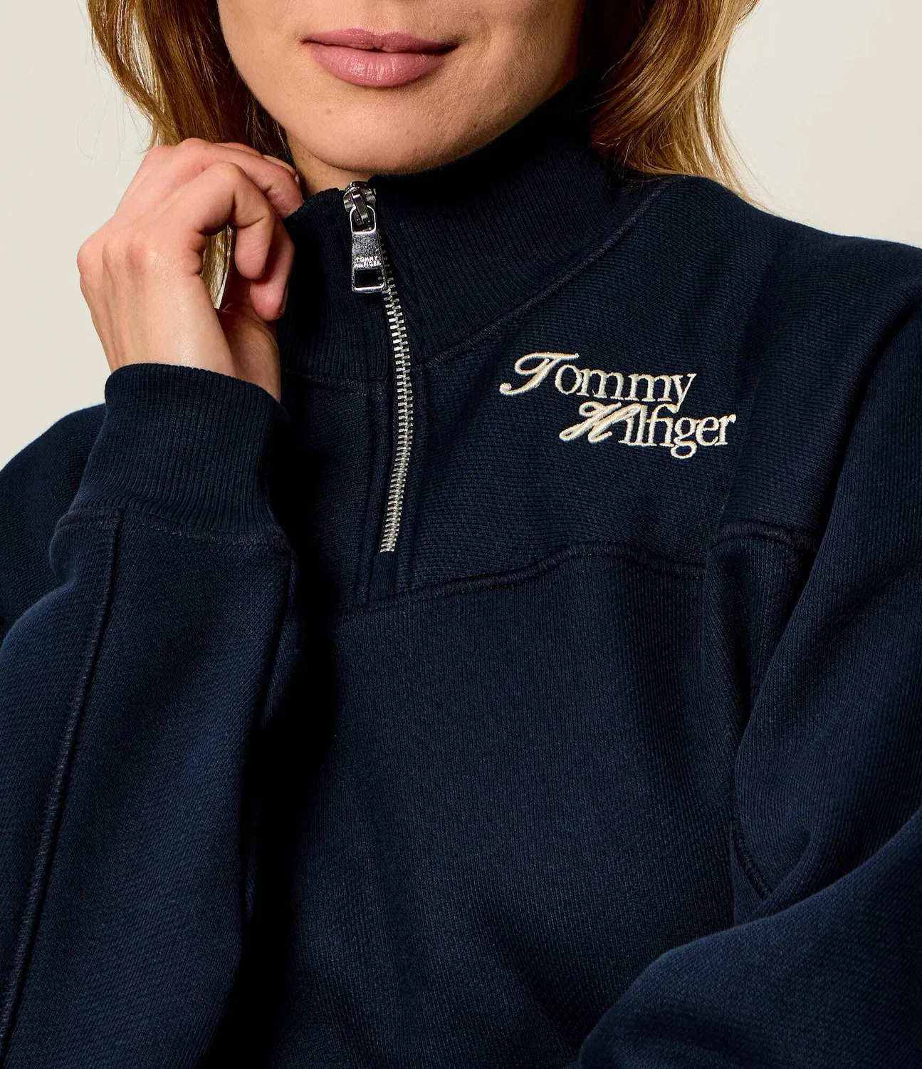 Худи с молнией Script Tommy Hilfiger, темно-синий — фото 4