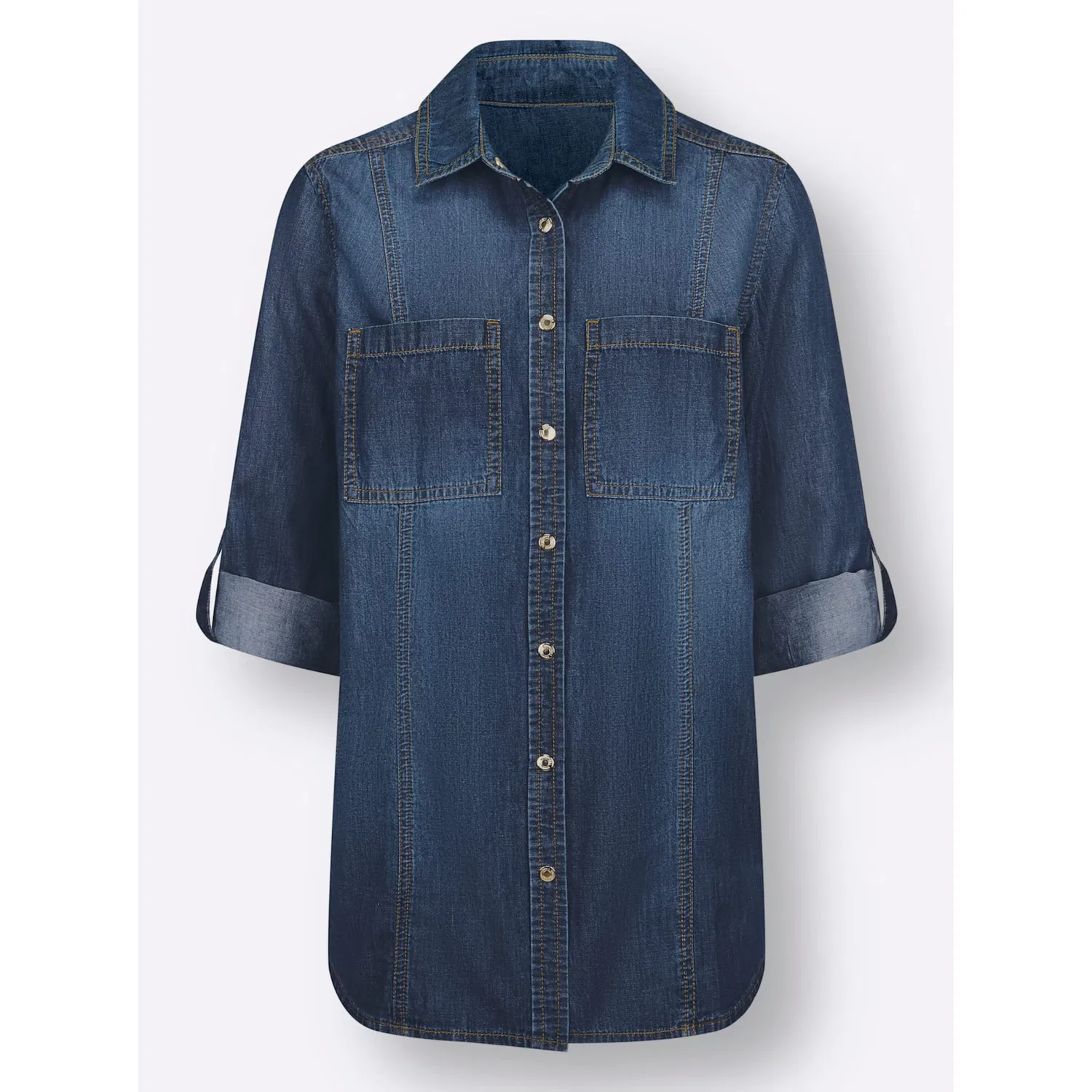 Женская джинсовая блуза на пуговицах Casual Looks, Blue Stone Washed — фото 3