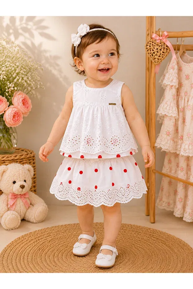 Детский комплект для девочек без рукавов Miray Baby Kids, Белый — фото 2