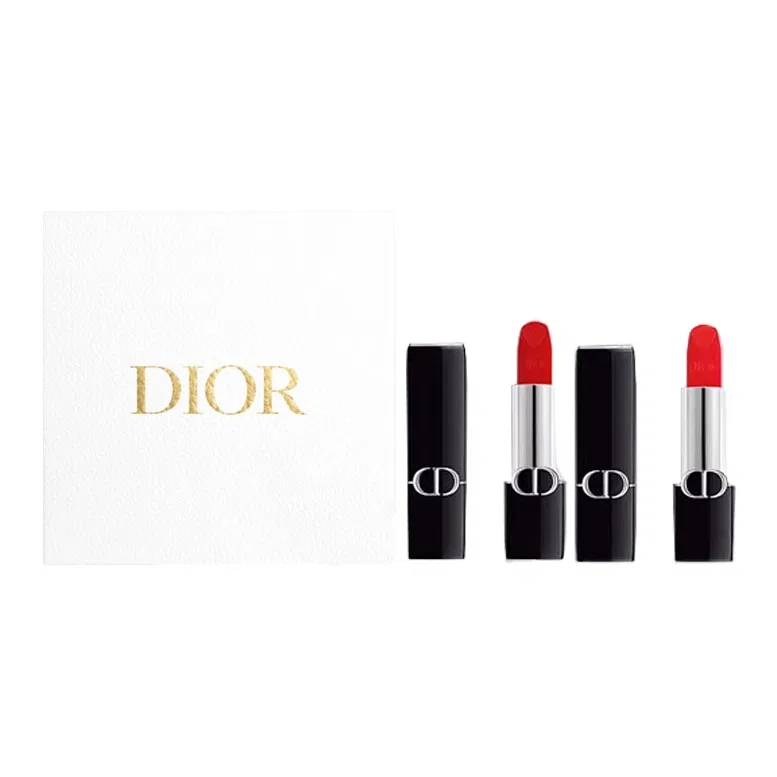 Женский набор помад DIOR Vivid Blue Gold Dual Pack, 999 Legend Red Lipstick, Velvet + 888 Orange Tone True Red, Velvet