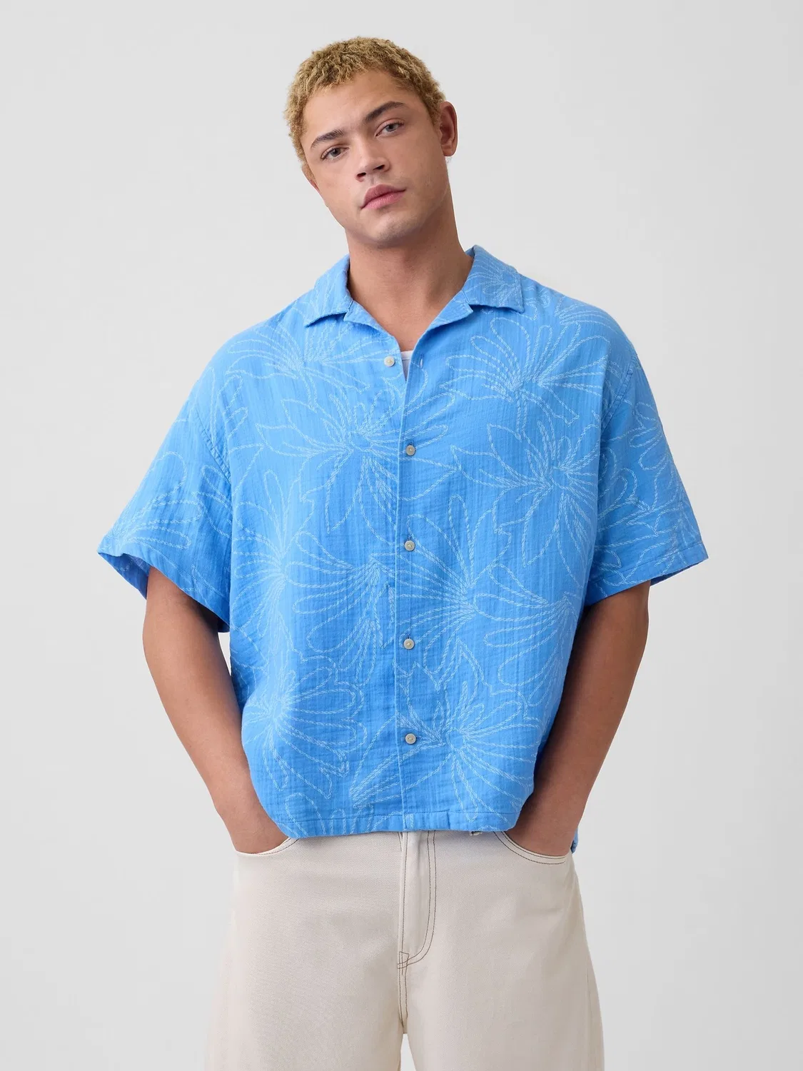 Рубашка с коротким рукавом, свободная Gap, Blue Floral