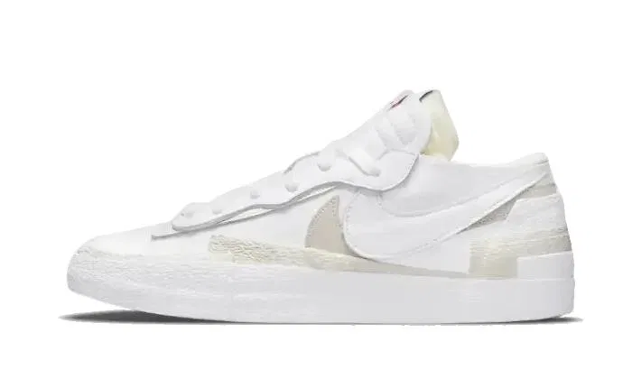 Детские кеды из лаковой кожи Blazer Low Sacai Nike, White Sail