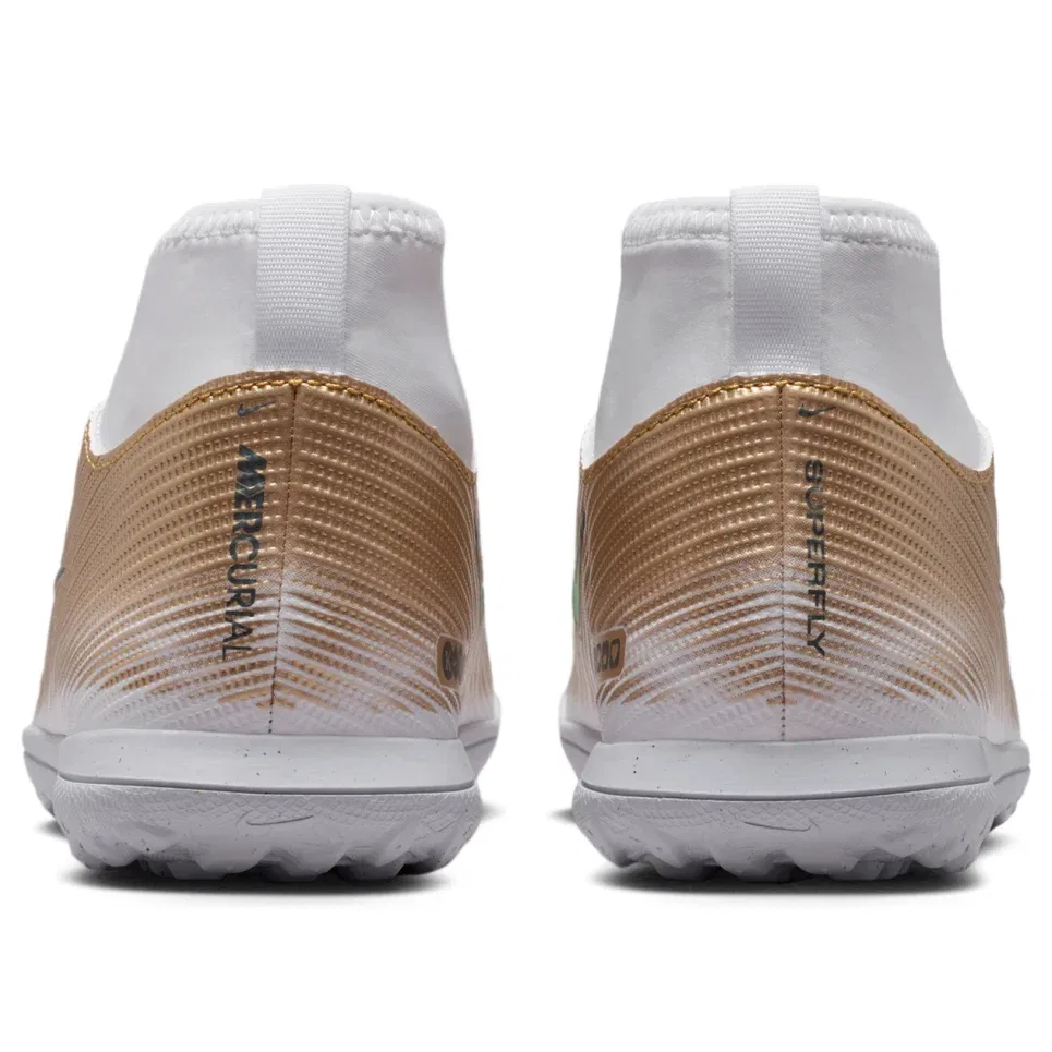 Детские кроссовки с синтетическим верхом Jr. Mercurial Superfly 11 Club TF High 'Kylian Mbappe Golden Boot' Nike, Metallic Gold/Green Glow — фото 4