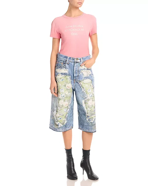 Женские шорты с принтом Acne Studios, Blue/Green — фото 2