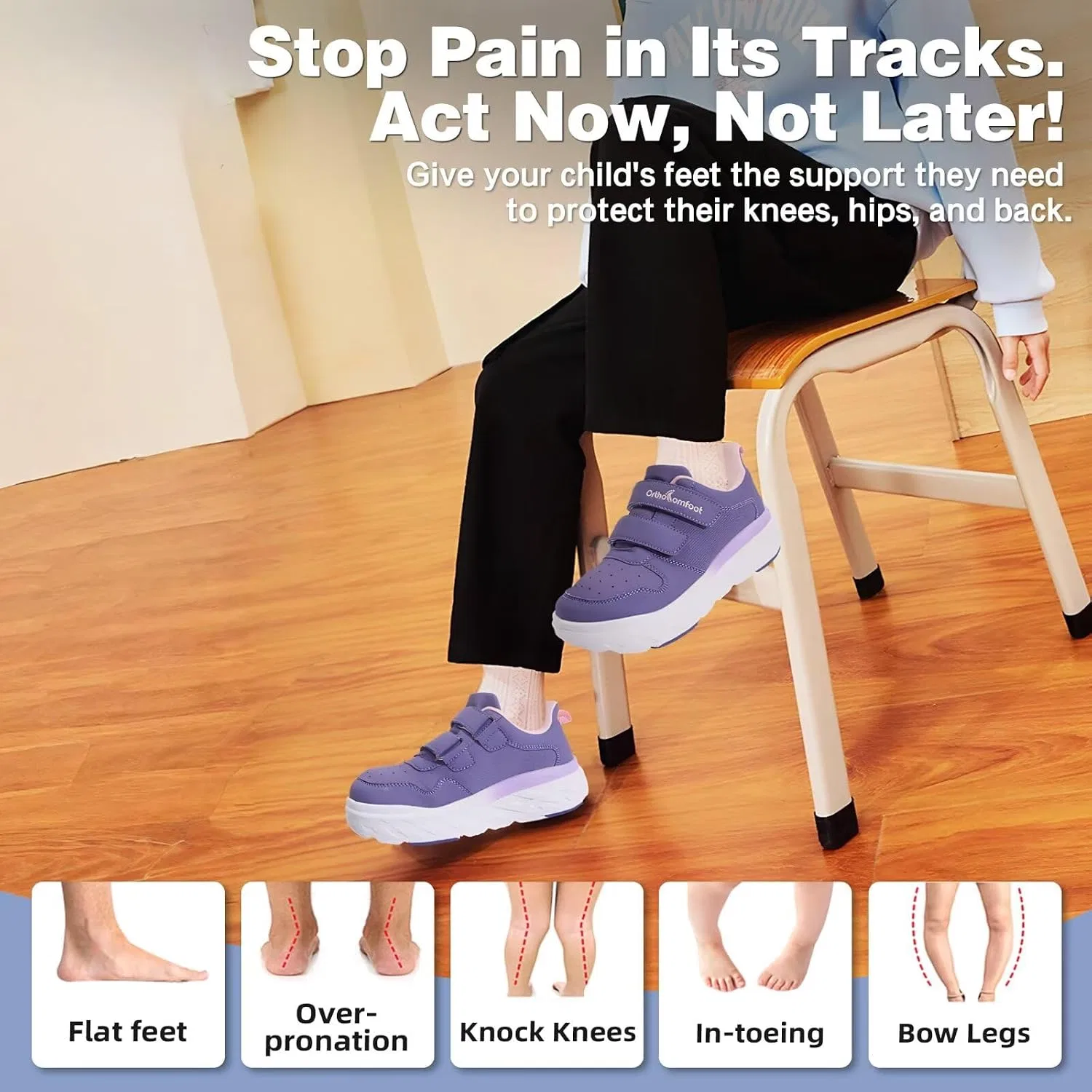 Детские ортопедические кроссовки для девочек OrthoComfoot, Purple — фото 2