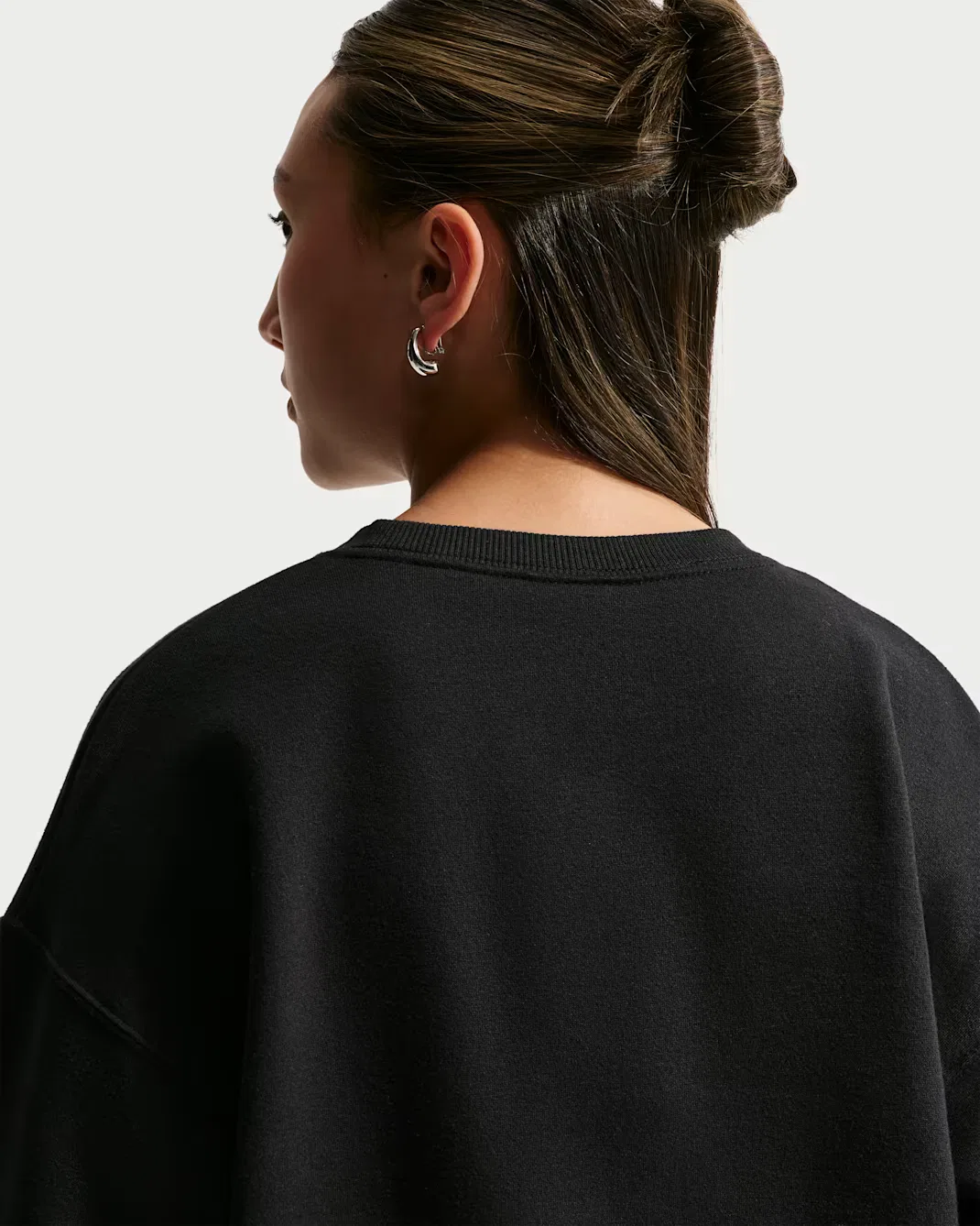 Детская толстовка оверсайз с круглым вырезом для девочек (подростков) Nike Sportswear Studio, Black/White — фото 2