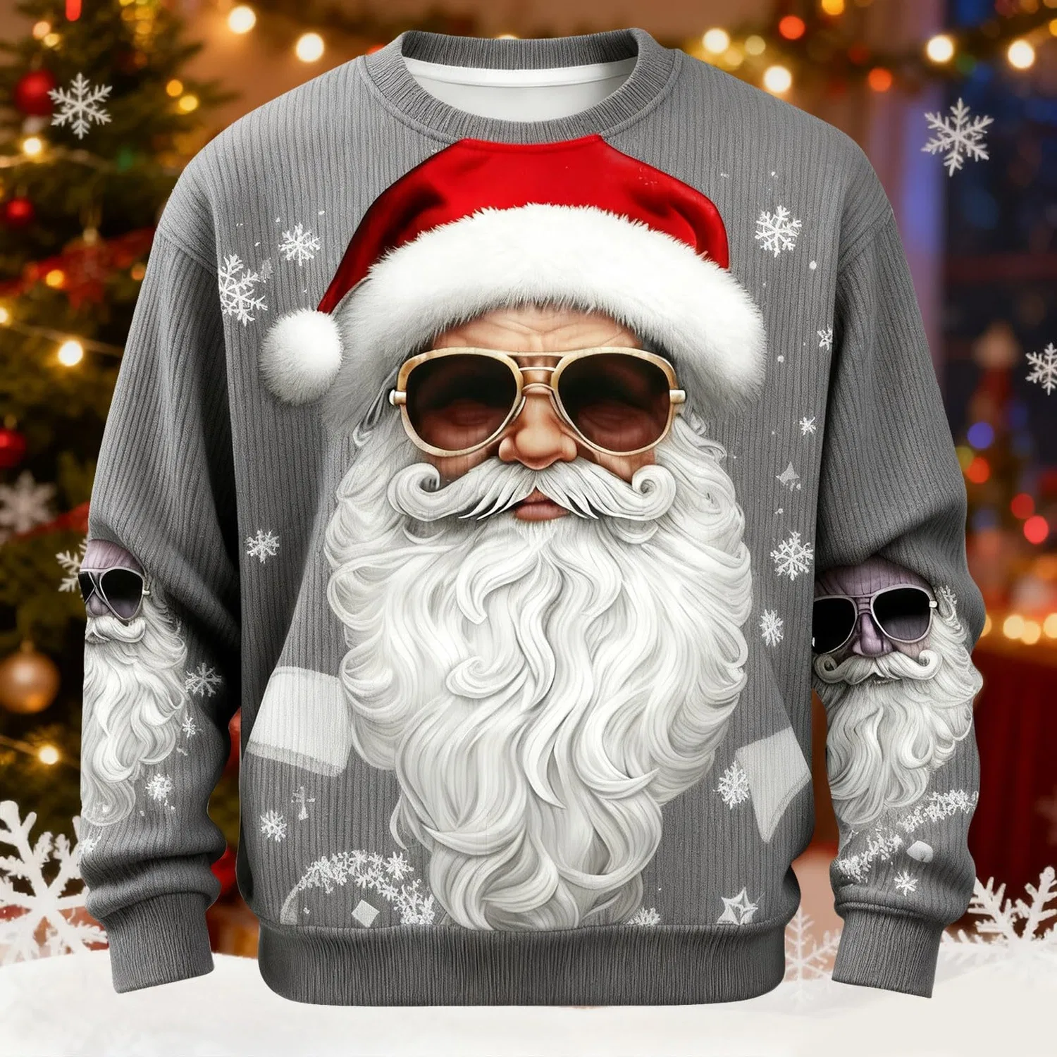 Мужской свитшот с принтом Unsiex Christmas Jumper, Z6-grigio — фото 2