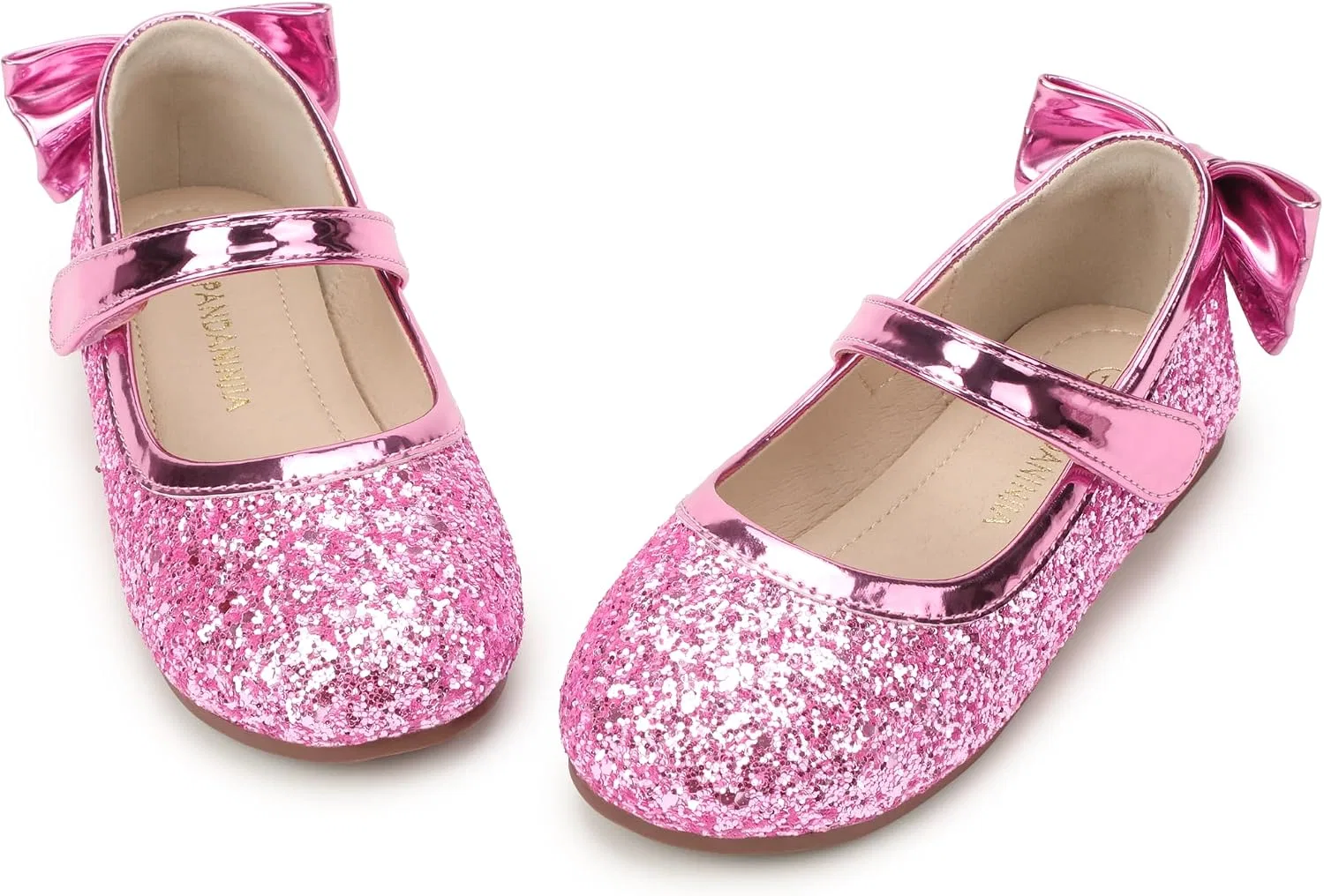 Детские балетки для девочек с цветочным принтом PANDANINJIA, Ag Pink Sequin
