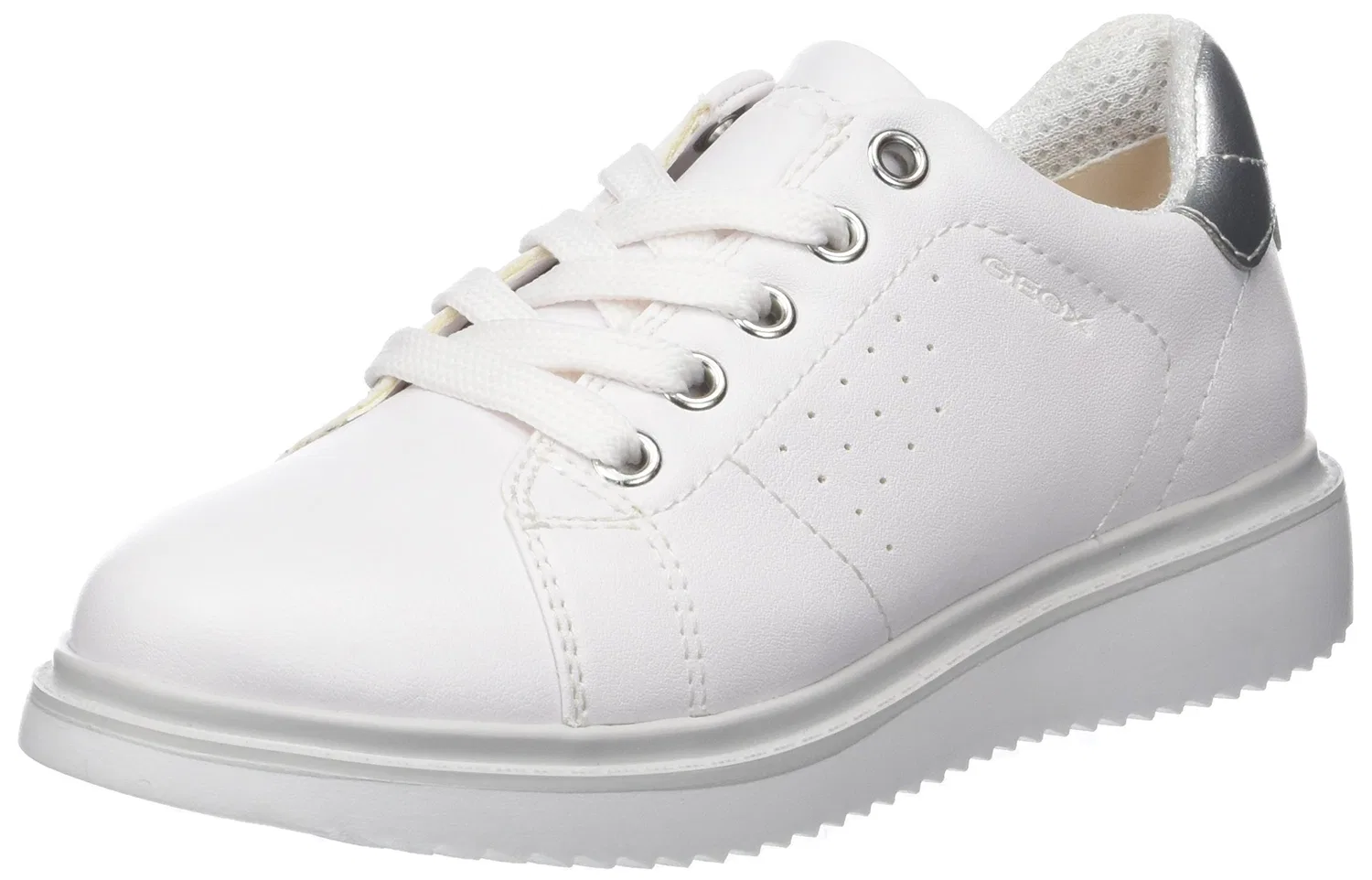 Детские туфли на шнуровке для девочек Geox, White White Silver