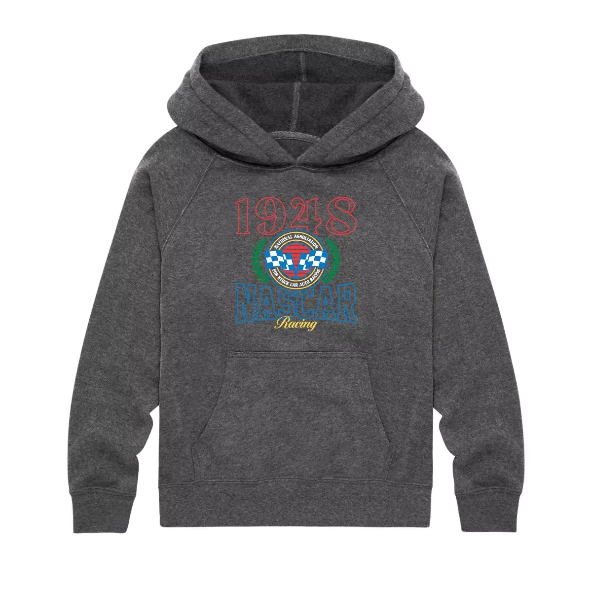 Детское худи для мальчиков с принтом Heritage Crest NASCAR, Heather Charcoal