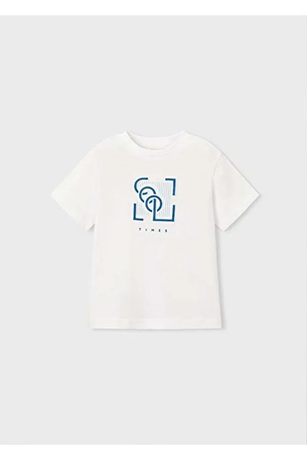 Детская футболка для мальчиков с принтом Summer Boy's Embossed Printed Tshirt Mayoral, White — фото 3