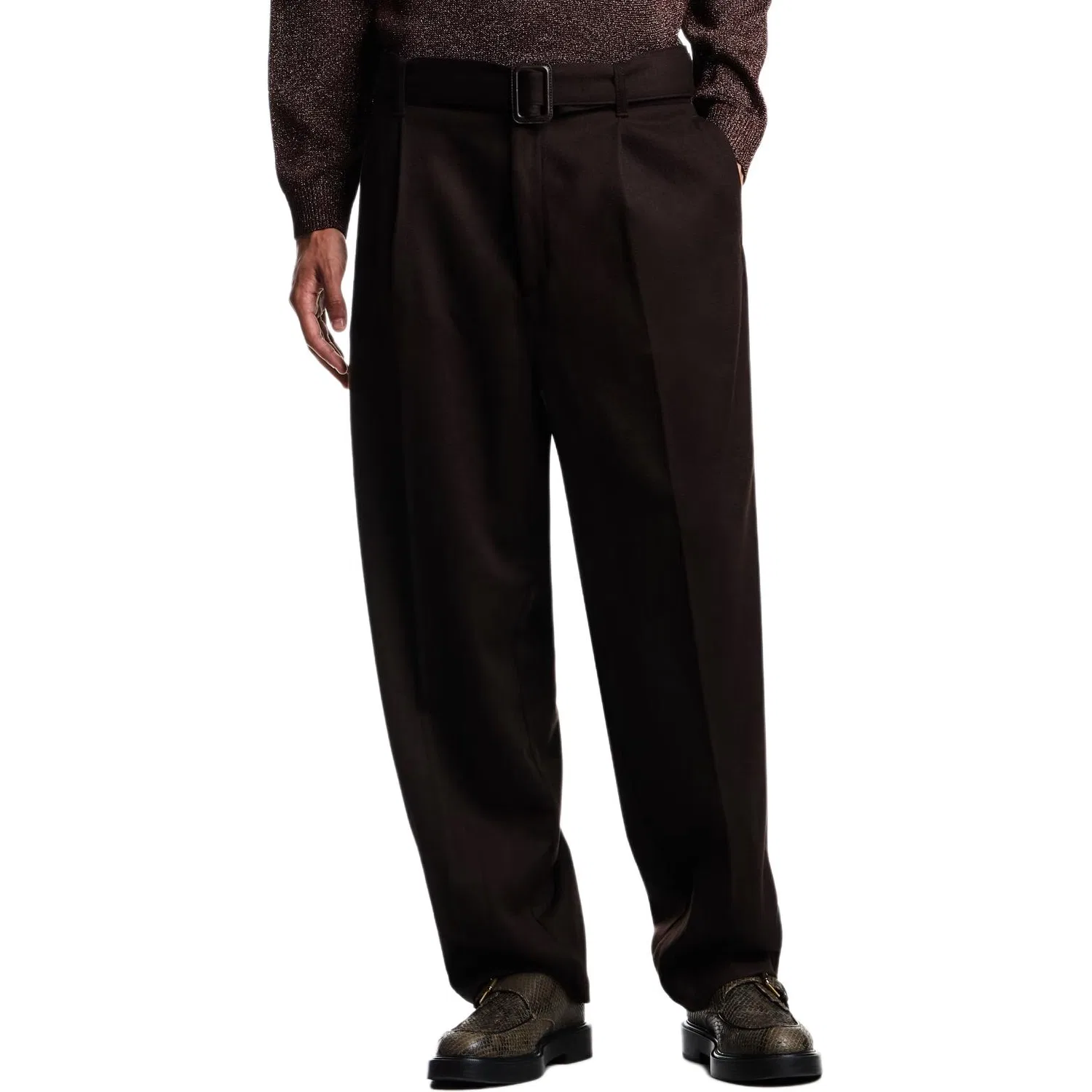 Женские брюки классические из шерсти Emporio Armani, Brown — фото 2