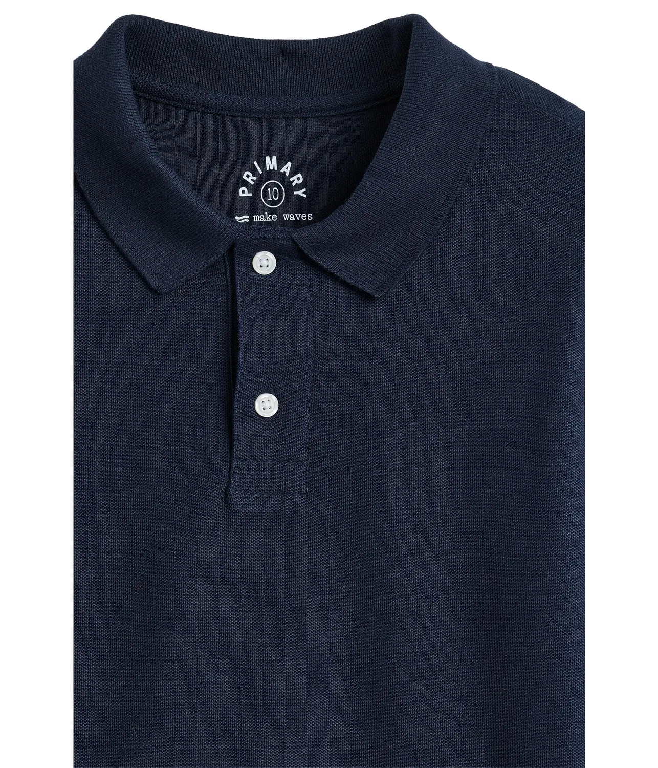 Поло с длинным рукавом из пике (для малышей/детей постарше) Primary Kids, Dark Navy — фото 3