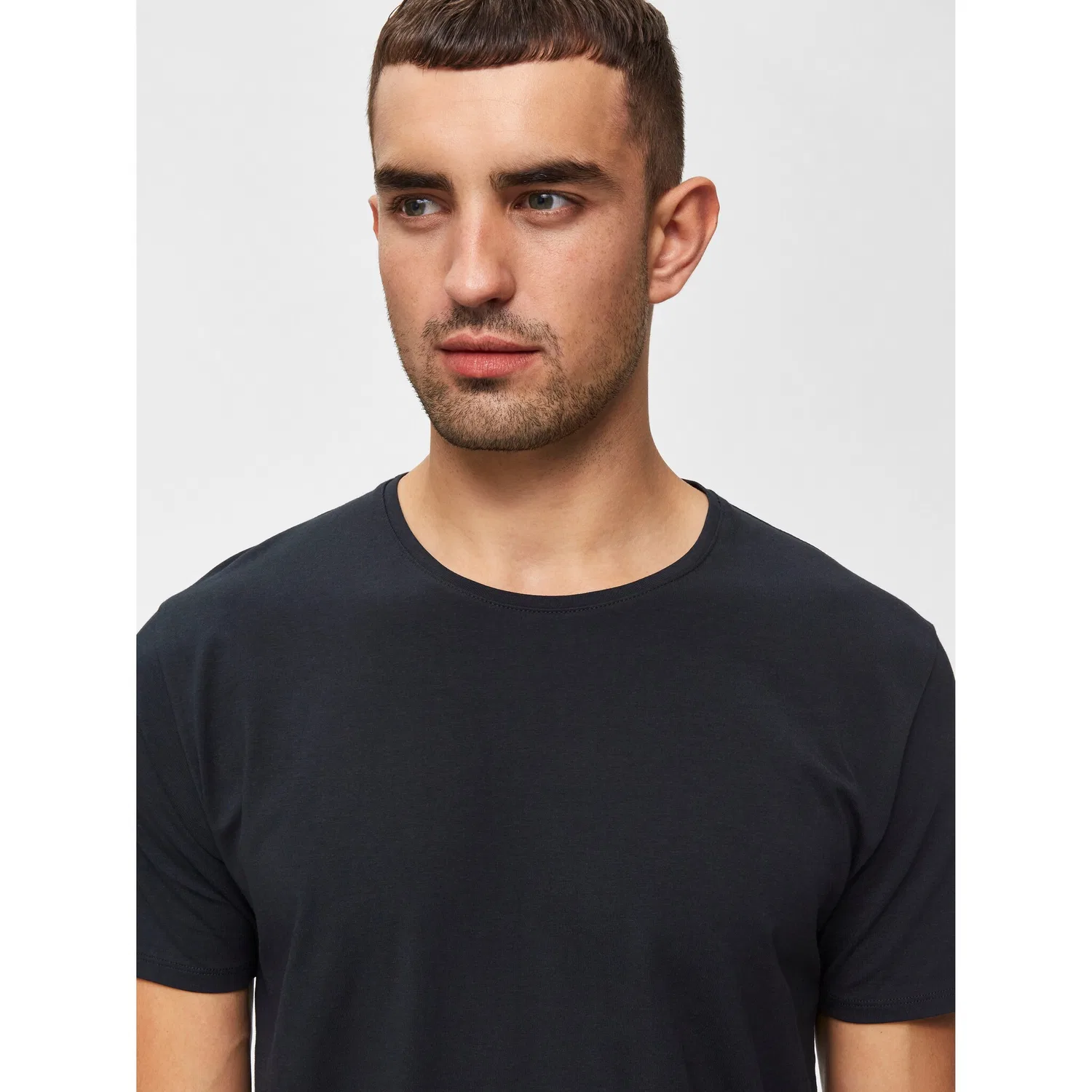 Детская хлопковая футболка с круглым вырезом SELECTED, Black — фото 3