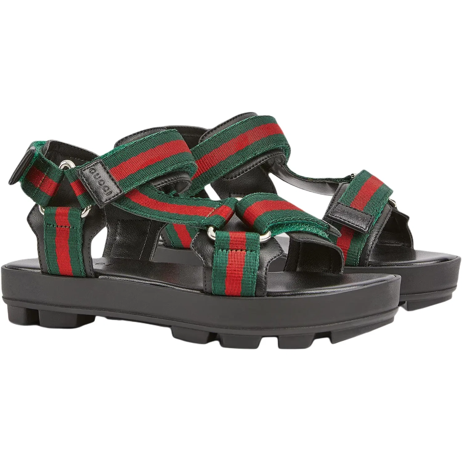 Детские сандалии для мальчиков с веб-полосками GUCCI, Green Red — фото 4